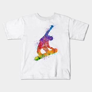 Snowboard Boy Trick Watercolor Kids T-Shirt